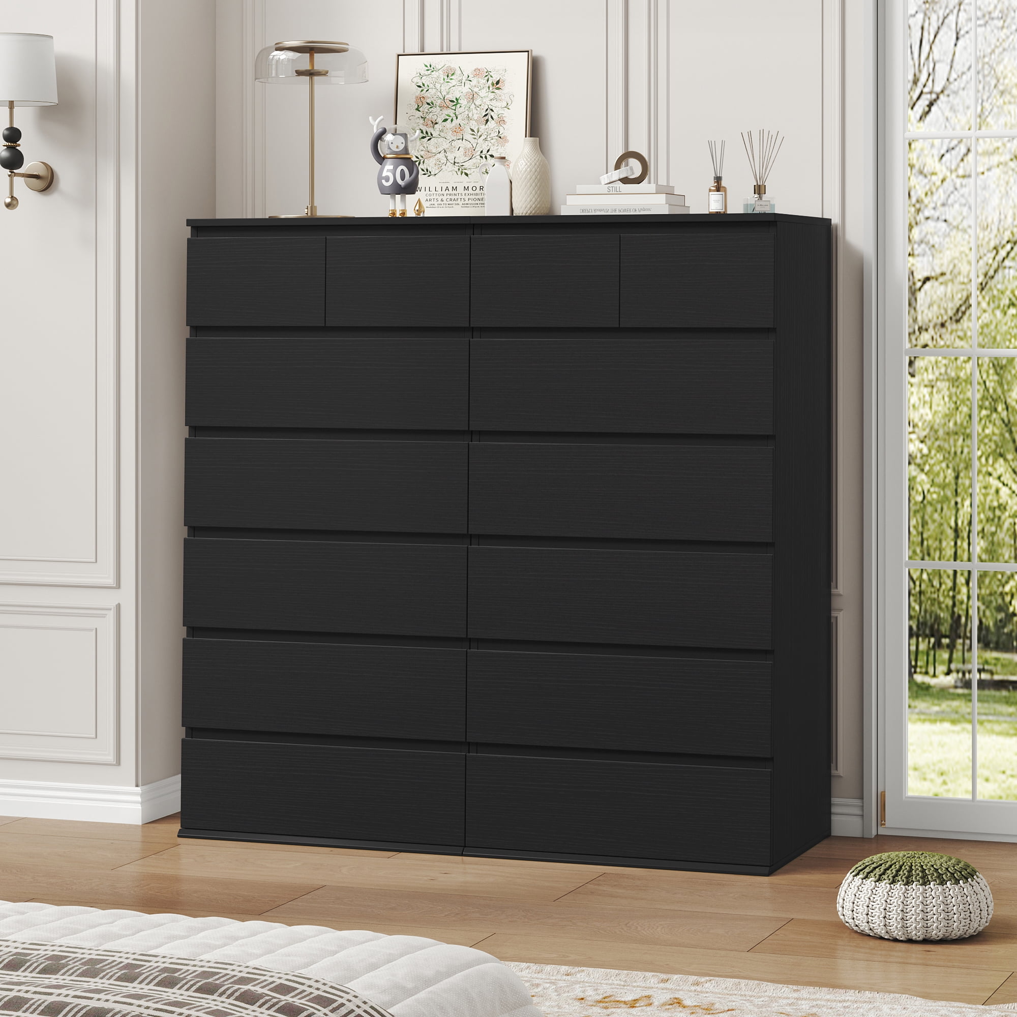 Homfa 7 Drawer Dresser for Bedroom, Modern Tall dresser Chest of Drawers for Living Room, Black