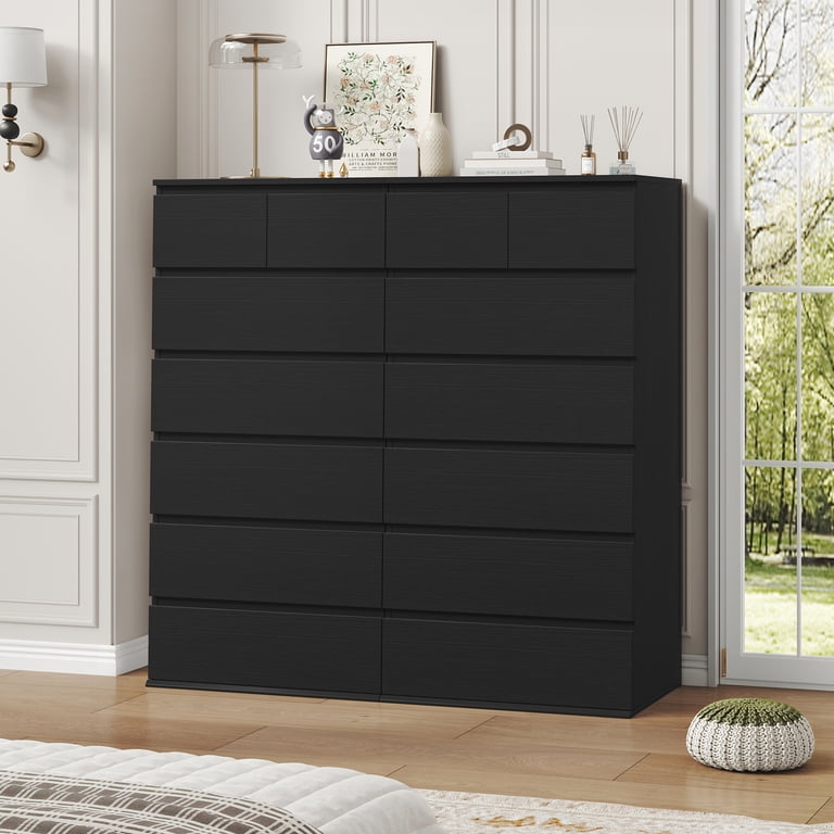 Homfa 7 Drawer Dresser, Large Tall Chest of Drawers for Bedroom and Living  Room, Black