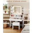 thumbnail image 3 of White Vanity Set with Mirror and Lights, Akaber Makeup Vanity Desk with Chair, Charging Station, Vanity for Women, 3 of 9