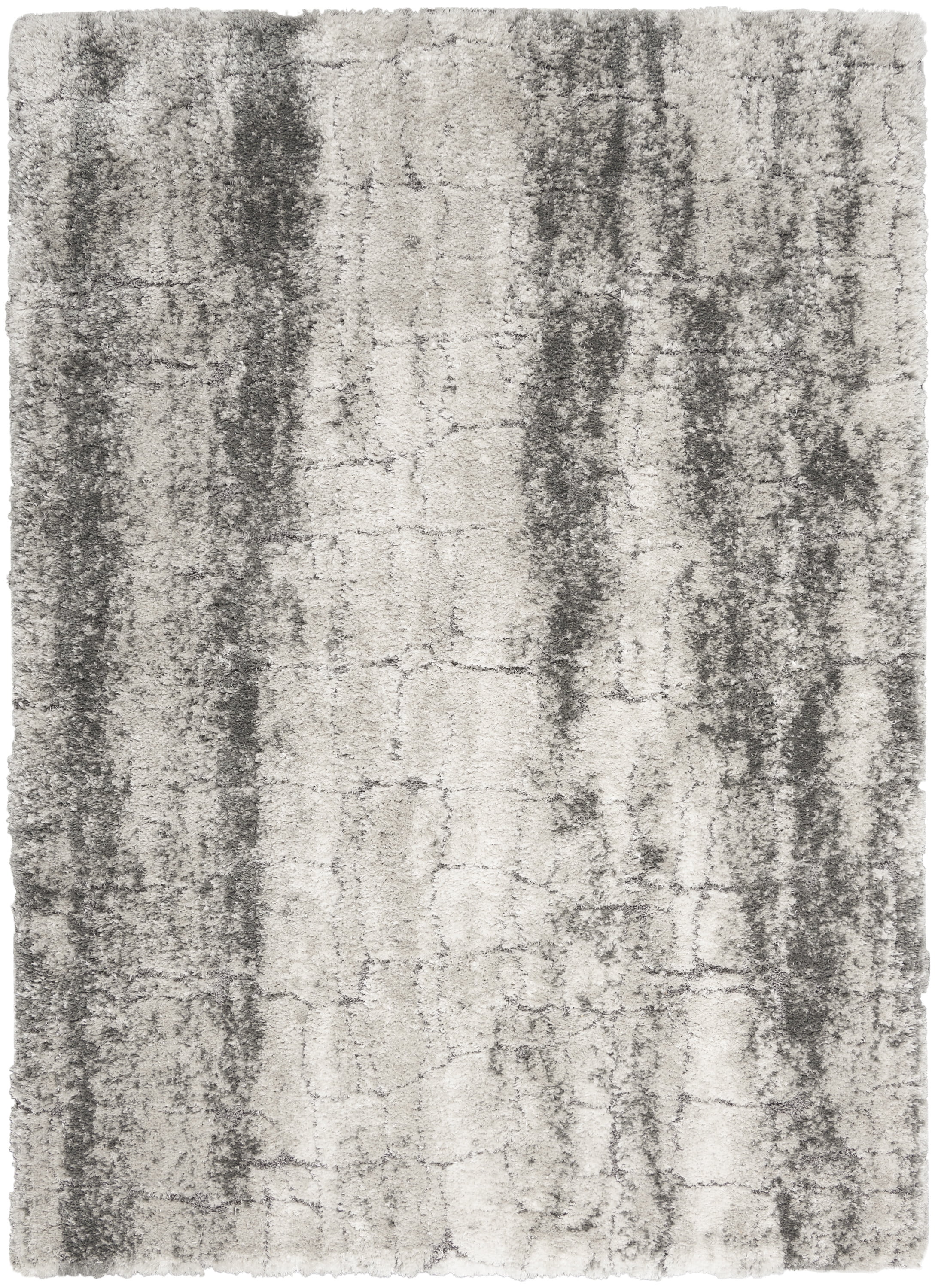 Nourison Dreamy Shag Abstract Contemporary Ivory/Charcoal 5'3" x 7'3" Area Rug