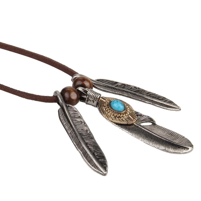 Collar de Aleación Hugo con Colgante de Plumas para Mujer
