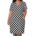 thumbnail image 3 of Vestido holgado con bolsillo y bandera a cuadros para mujer vestido largo de verano para mujer, 3 of 7
