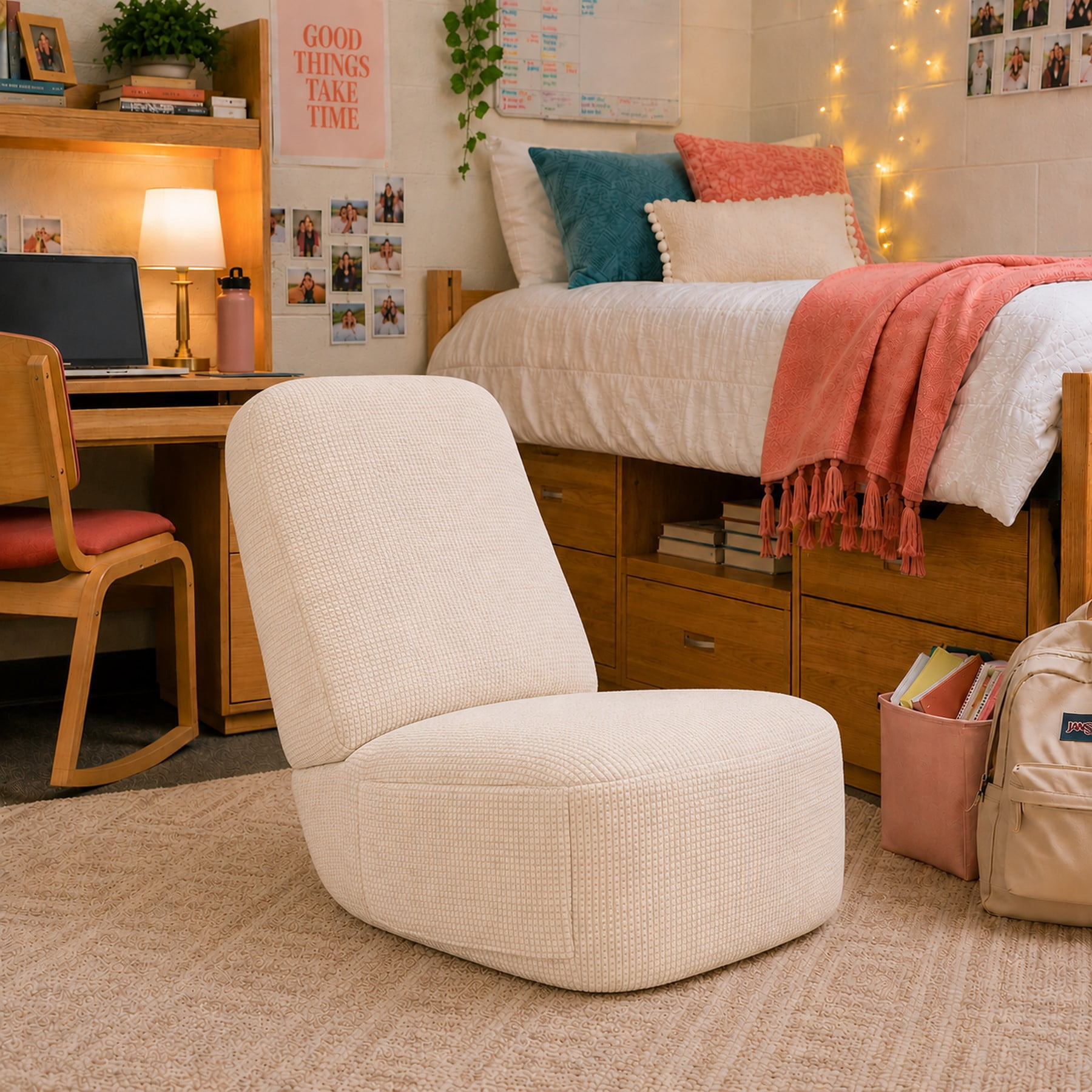 Sanford Living Roommate Rocking Accent Chair, Chenille Cloud White