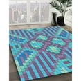 thumbnail image 2 of Ahgly Company Indoor Square Patterned Bright Turquoise Blue Area Rugs, 5' Square, 2 of 6