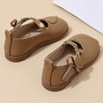 thumbnail image 4 of ZACPNCV Girls Loafers Slip On Flats Casual Boat Shoes Round Toe Wedding Church School Uniform Dress Shoes Khaki, 4 of 9