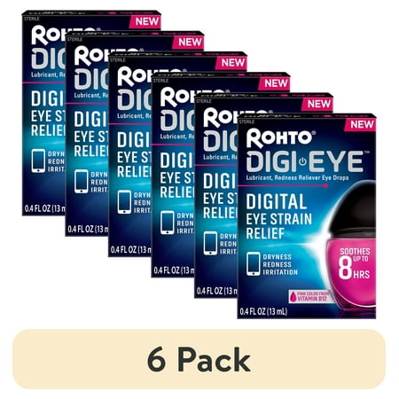 (6 pack) Rohto Digi-Eye Digital Eye Strain Eye Drops, Redness Reliever, and Eye Strain Relief