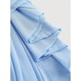 thumbnail image 4 of Blue Womens Ruched Bodycon Midi Dress With Spaghetti Straps And Asymmetrical Ruffle Hem, 4 of 5