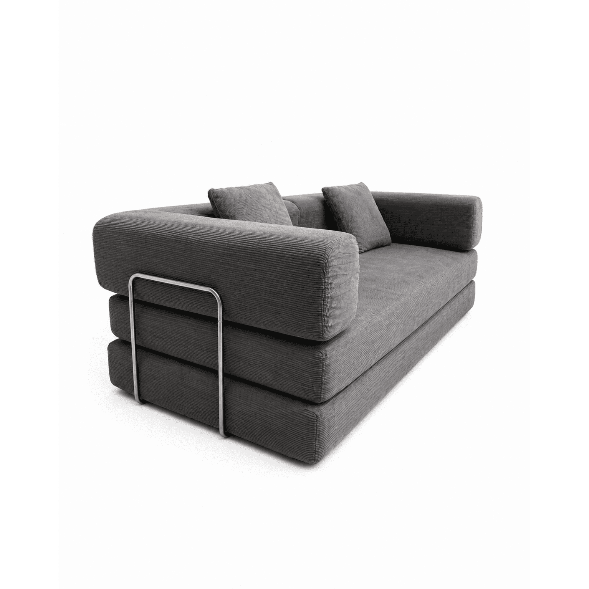 Garitin Sofa Bed and Convertible Floor Sofa 78.74 Inch, Corduroy Fabric Couch with Double Pillows for Living Room Bedroom, Antique Grey