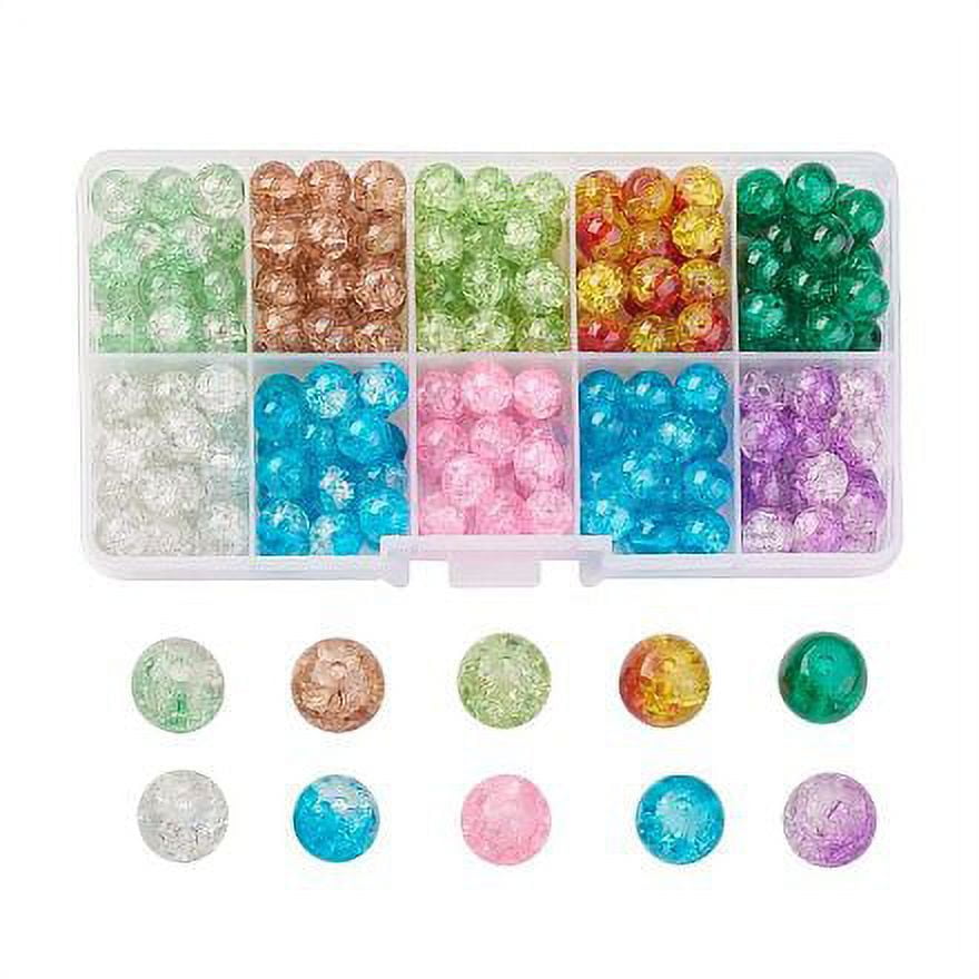 WEWAYSMILE 1500 Pcs Crackle Glass Beads 4mm 6mm 8mm 10mm Round Glass  Assorted Beads 24 Styles Spacer Loose Beads for Bracelets Earring Necklace