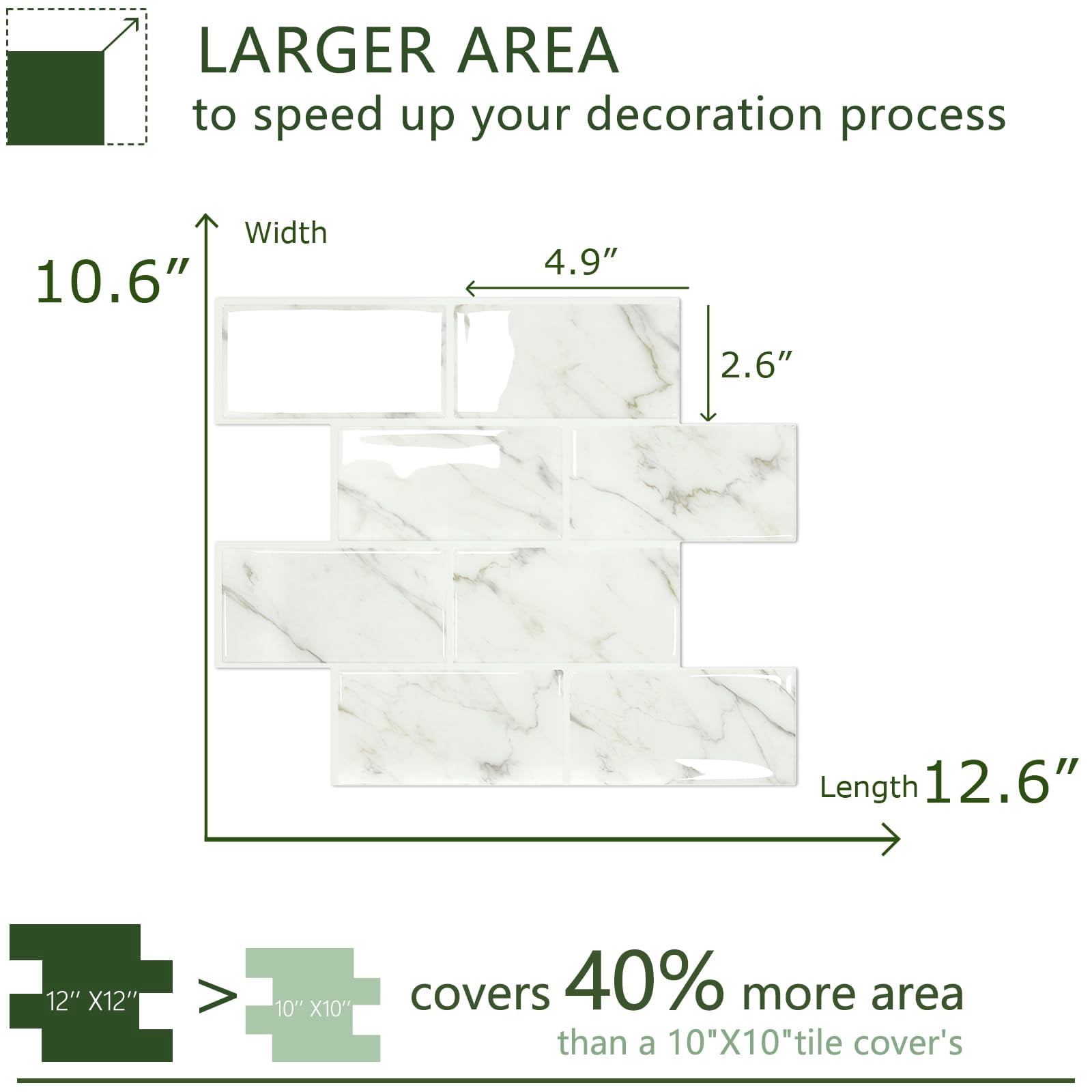 10-sheet Subway Tile Peel And Stick Backsplash  Self Adhesive Vinyl Wall Tiles On For Kitchen Bathroom(thicker Design)