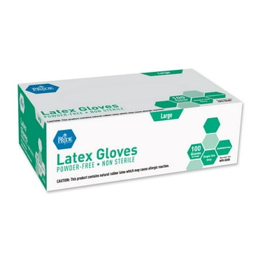 MedPride Latex General Purpose Glove, Powder Free, Large, Box of 100