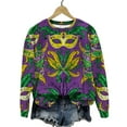 thumbnail image 2 of Felirenzacia Women's Carnival Fleece Sweatshirt, Crewneck Long Sleeve Mardi Gras Party Pullover Hoodie Tops, S-3XL, 2 of 6