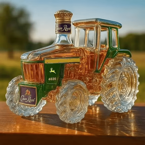 300ML Green Car Shaped Whiskey Decanter - Art Statue, Tractor Whiskey Bottle, Creative Leak-proof Empty Wine Bottle Dispenser(10.15oz )