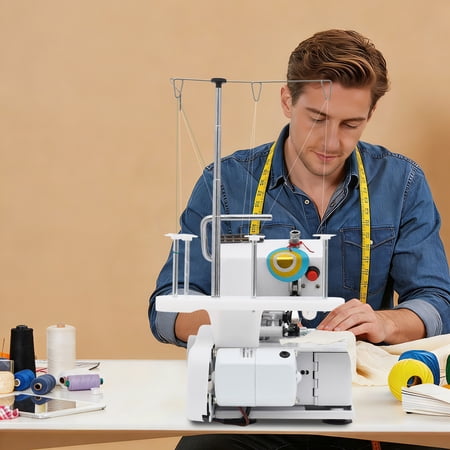 4-Thread Serger Overlock Sewing Machine, 1200 SPM Household Professional Overlocker with Foot Controller for Knits, Cotton & Fabrics