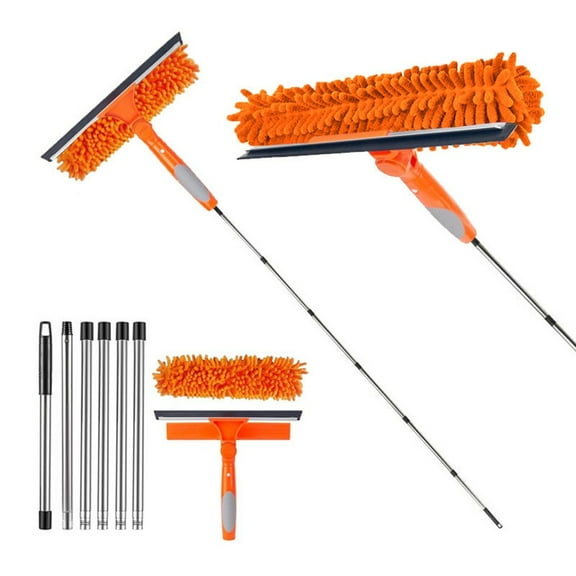 Squeegee Window Cleaner 2 in 1 Rotatable Window Cleaning Tool Kit, Window Squeegee with Extension Pole, Window Cleaner Tool with Rotatable Hea