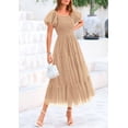 thumbnail image 4 of Vestido PRETTYGARDEN 2025 Midi de Tul con Fruncido y Mangas Abullonadas XL, 4 of 7