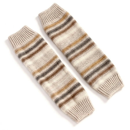 

OOKWE Women Winter Faux Wool Knit Leg Warmers Bohemian Colorful Striped Jacquard Crochet Boot Cover Sleeves Snow Skiing Knee High Socks