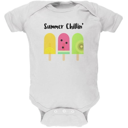 

Summer Sun Ice Pop Summer Chillin Soft Baby One Piece White 0-3 M