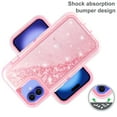 thumbnail image 6 of Compatible with iPhone 16 6.1 inch Phone Case Tempered Glass Screen Protector Bling Liquid Glitter Clear Hybrid Shockproof TPU Military Grade Protective Heavy Duty Cell Cover for i Phone16 i16 Pink, 6 of 6