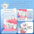 thumbnail image 6 of JTF Kids Water Dental Flosser for Ages 6+ with 5 Nozzles, Fun Stickers and Travel Bag, 4 Modes IPX7 Waterproof 230ML Telescopic Tank Portable Cordless Water Flosser Rechargeable for Boys and Girls, 6 of 9