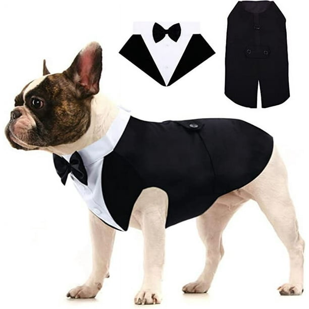 Traje de esmoquin para perros pequenos y medianos camisa para cachorro con pajarita negra extraible disfraz formal para perro para fiesta de boda y festival Walmart en linea