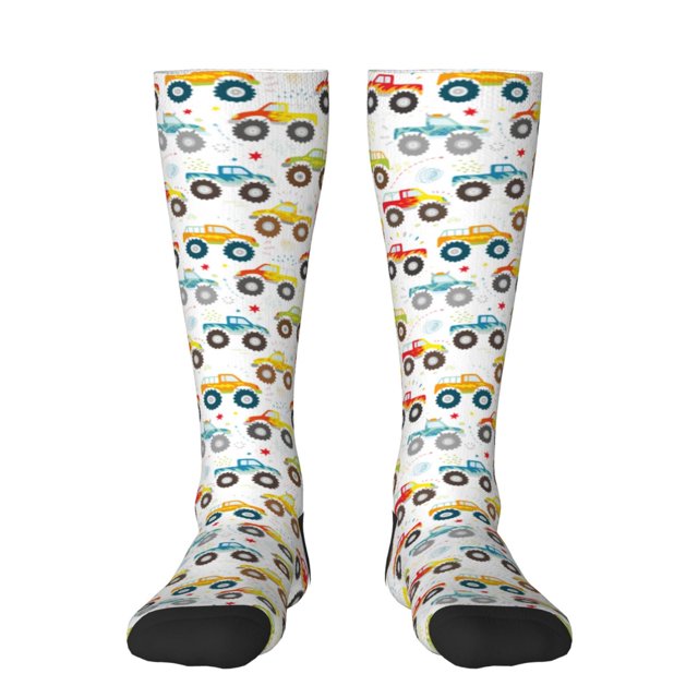Balery Cartoon Monster Trucks Calcetines novedosos Calcetines deportivos Calcetines hasta la rodilla Calcetines de algodón Calcetines originales y geniales