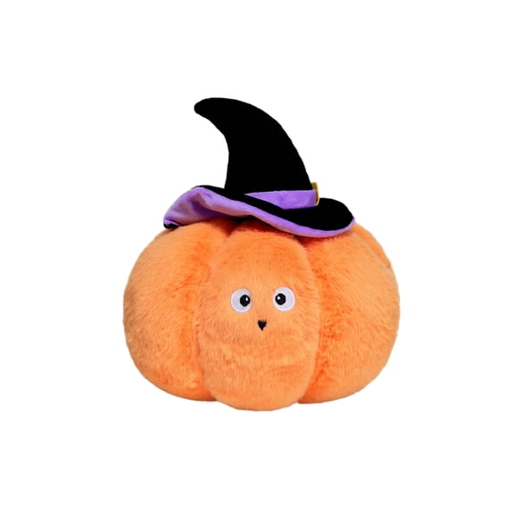 MInHoues Halloween Pumpkin Plush 7", Cute Soft Stuffed Toy Throw Pillow, Smiling Orange Plushie Doll for Autumn Fall Home Decor, Holiday Party Table Decorations