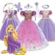thumbnail image 2 of Disney vestido de princesa para niños, conjunto de disfraz de Rapunzel, Cenicienta, fiesta de cumpleaños, Carnaval, Navidad, ropa de lujo para niñas, 2 of 5