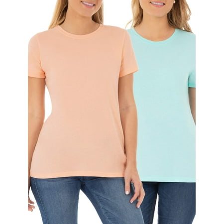 Silk Touch Crewneck Shirt - Women's Essential Short Sleeve Crewneck T-Shirt, 2 Pk Bundle