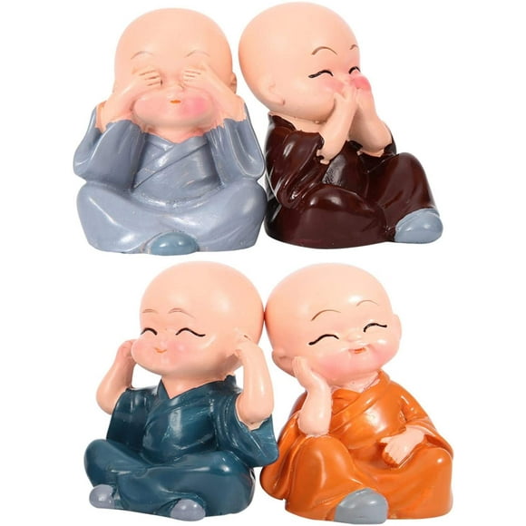 ATTOE 4pcs Little Monk Statue, Monk Decoration Gift, Exquisite Workmanship, Surface, Grea Gift for Family, Friends or Yourself