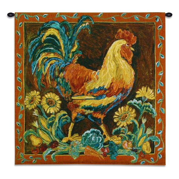 FineArtTapestries 3563-WH Rooster Rustic Wall Tapestry