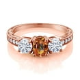 thumbnail image 2 of Gem Stone King 18K Rose Gold Plated Silver 3-Stone Ring Mystic Topaz Moissanite(2.12 Cttw) (Size 5), 2 of 4