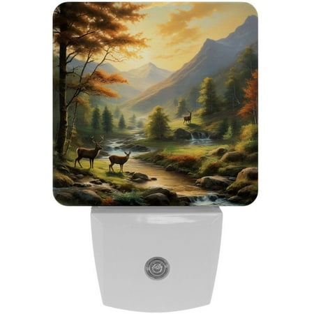 

DIYmaking Night Lights Plug into Wall Nightlight Led Night Light with Dusk to Dawn Sensor for Kids Room Bedroom Bathroom Hallway 2 Pack Mountain Sunset