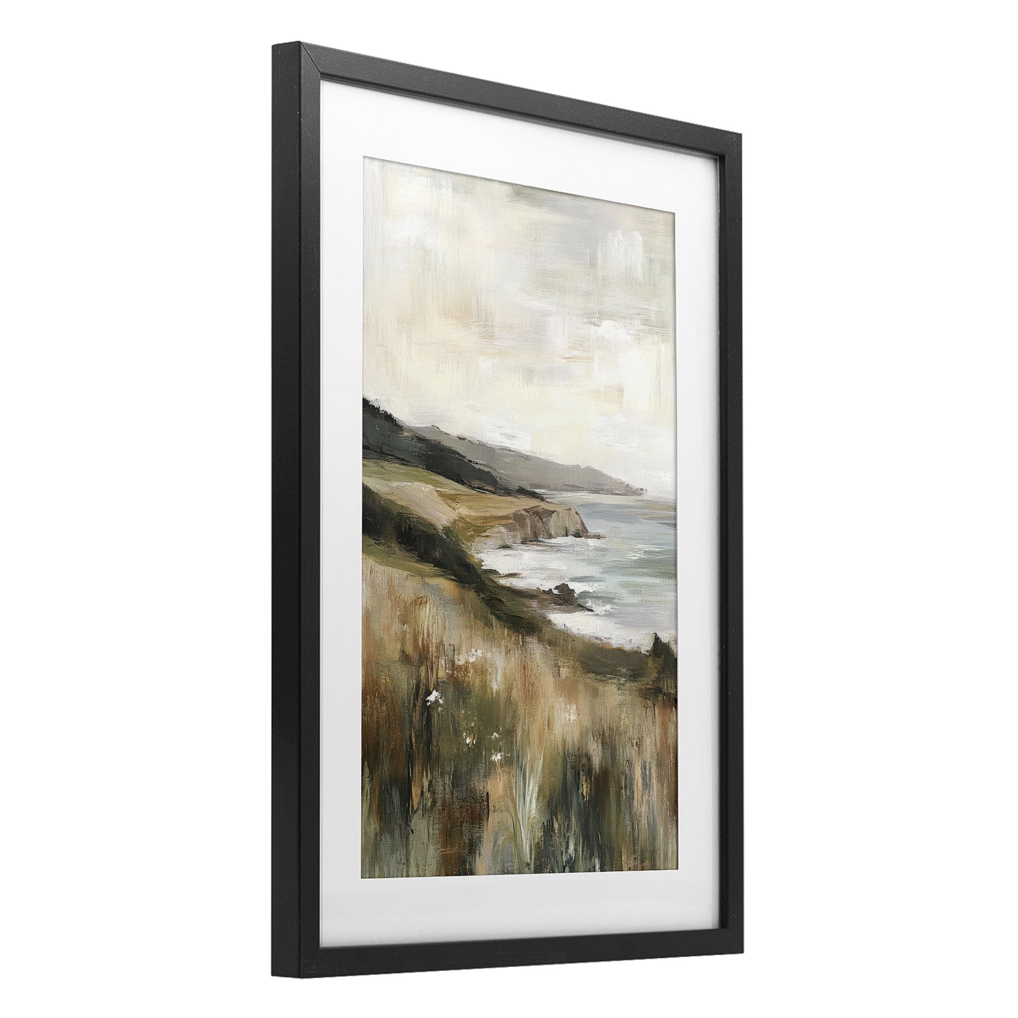 Stupell Industries Northern Coast Cliffside Black Framed Print Under Glass, design by Petal Prints Design