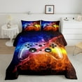 thumbnail image 2 of Erosebridal Neon Gamepad Bedding King Comforter Set, Modern Honeycomb Comforter Sets King Size, Video Game Reversible Down Comforter, Super Cozy Room Decoration, 3-Piece, 2 of 7