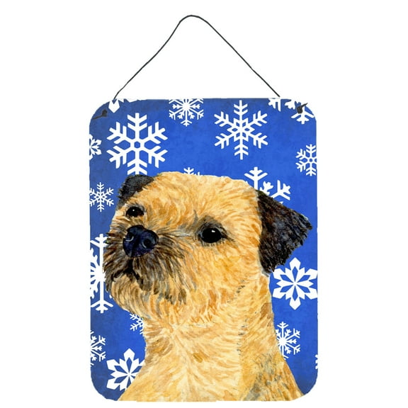 Border Terrier Winter Snowflakes Holiday Wall or Door Hanging Prints