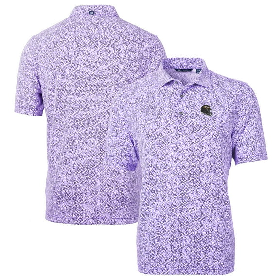 Men's Cutter & Buck  Purple Baltimore Ravens Helmet Virtue Eco Pique Botanical Print Recycled Polo
