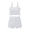 thumbnail image 6 of nerohusy Tankini with Boyshorts for Women Cropped Ruffle Hem Tank Top Two Piece Beach Swimsuits,White,S, 6 of 8