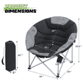 thumbnail image 6 of Magshion Padded Camping Chair, Oversized Camping Chair with Cup Holder and Carry Bag, Outdoor Folding Chair Moon Round Chair for Camping Hiking Fishing Picnic, Black/Grey, 6 of 11