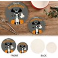 thumbnail image 4 of SKYSONIC 2 pcs Halloween Boston Bat Pot Holders Trivets, Heat Resistant Trivets,Ghost Pumpkins Spider Cotton Thread Weave Mats for Hot Pads Pans Pot Bowl Teapot, 4 of 7
