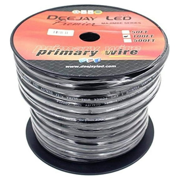 DEEJAYLED 0 Gauge Pure Copper Interconnect Cable, 100', Black - TBH0100BLKCOPPER