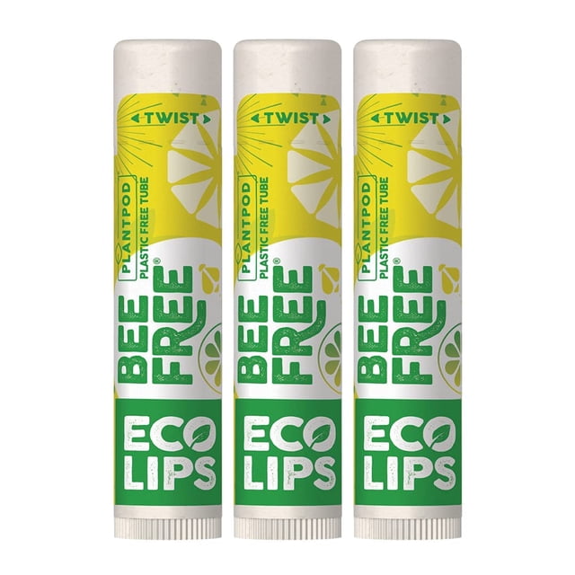 Bálsamo labial Eco Lips vegano con sabor a limón y lima, paquete de 3