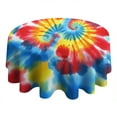thumbnail image 4 of Colorful Tie Dye Pattern Round Tablecloth 60"x60",Wrinkle Wipeable Table Cloth for Kitchen Dining Room Picnic Patio Party, 4 of 6