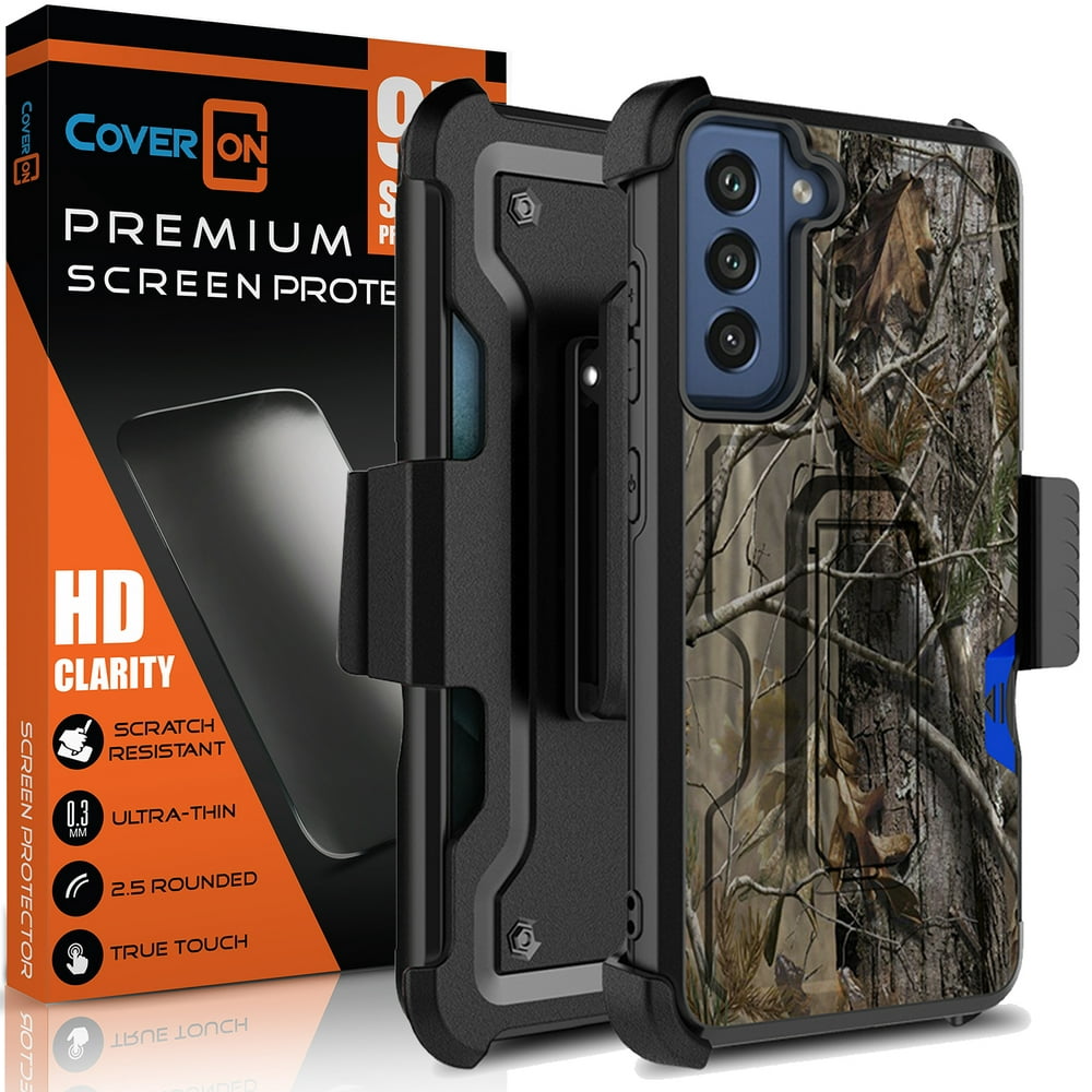 CoverON For Samsung Galaxy S21 FE Holster Case with Screen Protector, Heavy Duty Full Body Belt