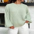 thumbnail image 3 of Women Loose Knit Sweater Solid Color Long Sleeve Winter Pullovers, 3 of 7