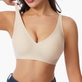 thumbnail image 2 of VBVC Women's Seamless Wireless Comfort Active Bra,Ladies' V-Neck Adjustable Strap Bralette,No-Show Everyday Support Bra For Women,Beige,S-3XL, 2 of 8