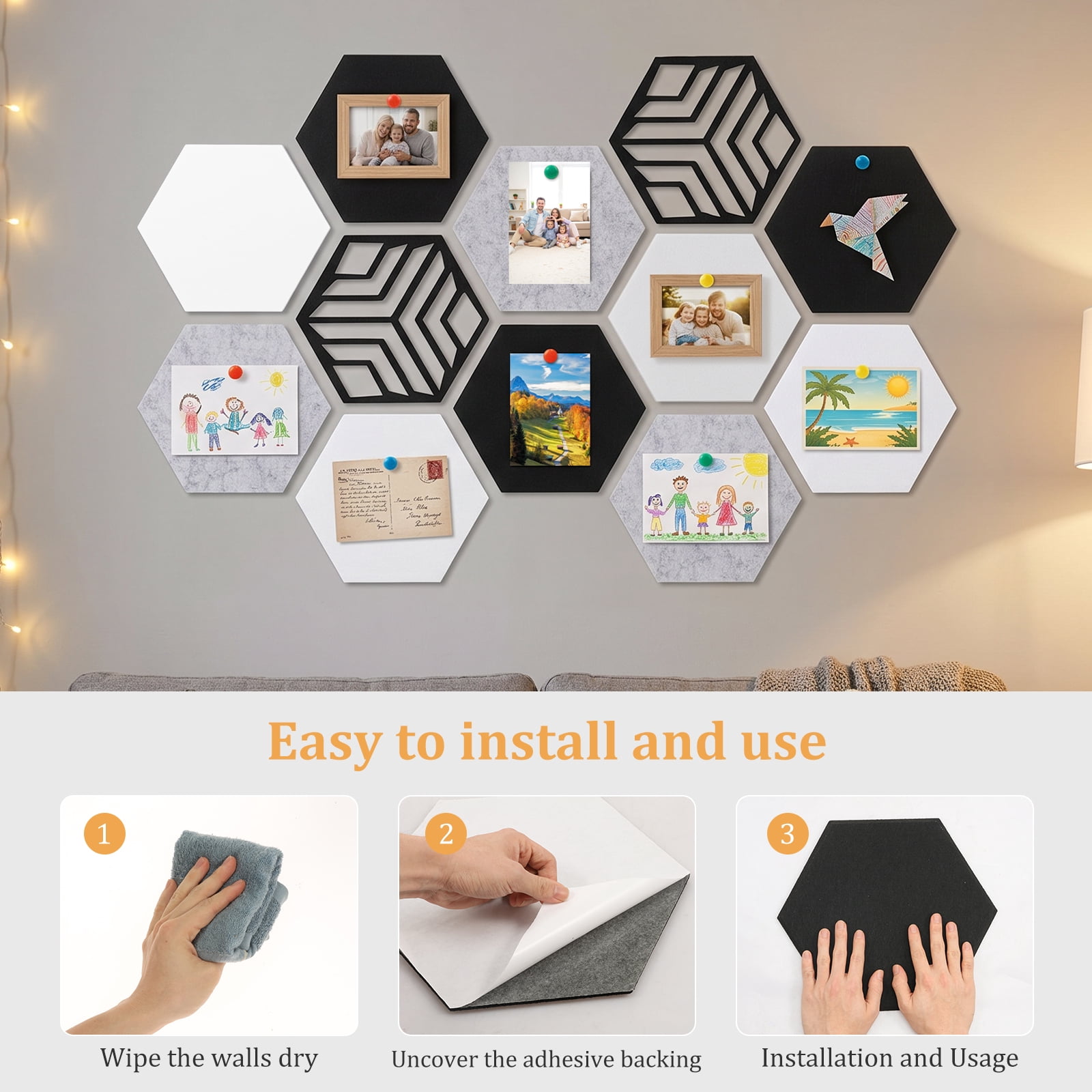 12 Pack Self-Adhesive Acoustic Panels 12" X 10" X 0.4" Flame Resistant, Absorb Noise and Eliminate Echoes for Office,Classrooms & Home Pin Board Felt Board