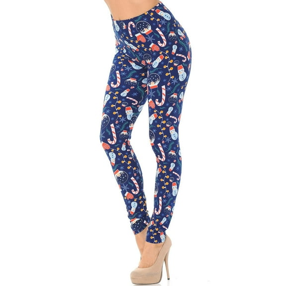 Buttery Soft Memories of Christmas Plus Size Leggings (One Size Plus,Blue)