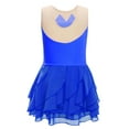 thumbnail image 3 of Kaerm Girls' Figure Skating Dress Mesh Splice Lyrical Ballet Leotard Dress Gymnastics Dancewear Blue 16, 3 of 4
