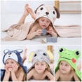 thumbnail image 2 of Soft Baby Hooded Bath Towel Square Flannel Cartoon Cap Children Water Absorption New, 2 of 10